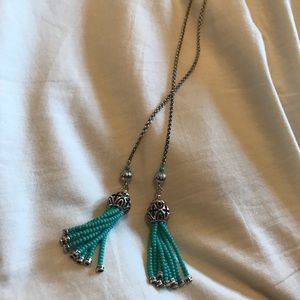 Brighton Extra Long Turquoise Tassel Necklace